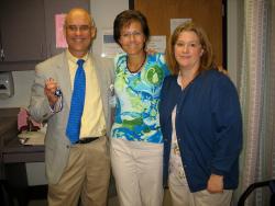 Pam McFarland w/her doctor and nurse